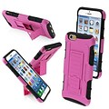 Insten® Rubberized Protector Cover W/Car Armor Stand F/4.7 iPhone 6, Hot-Pink/Black