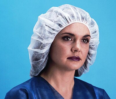 Keystone 110NWI-10-24-WBG Latex Free Polypropylene White Bouffant Cap, 24, 1000/Box