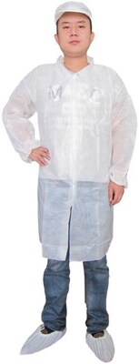 Keystone Single Collar XL White Disposable Lab Coat, 30/Box (LC0-WE-NW-XL)