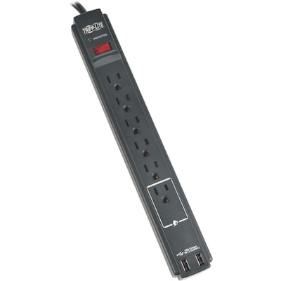 TRIPP LITE Surge Protector Strip TLP606USBBTAA USB 6 Outlet with 6-Feet Cord