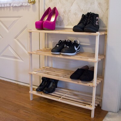 Lavish Home 26.25 x 25 Pine Wood Shoe Rack