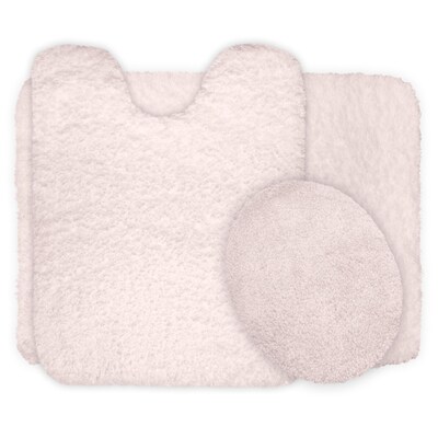 Lavish Home Bath Mat Rug Set; Polyester Fabric 24 x 19.5 Ivory