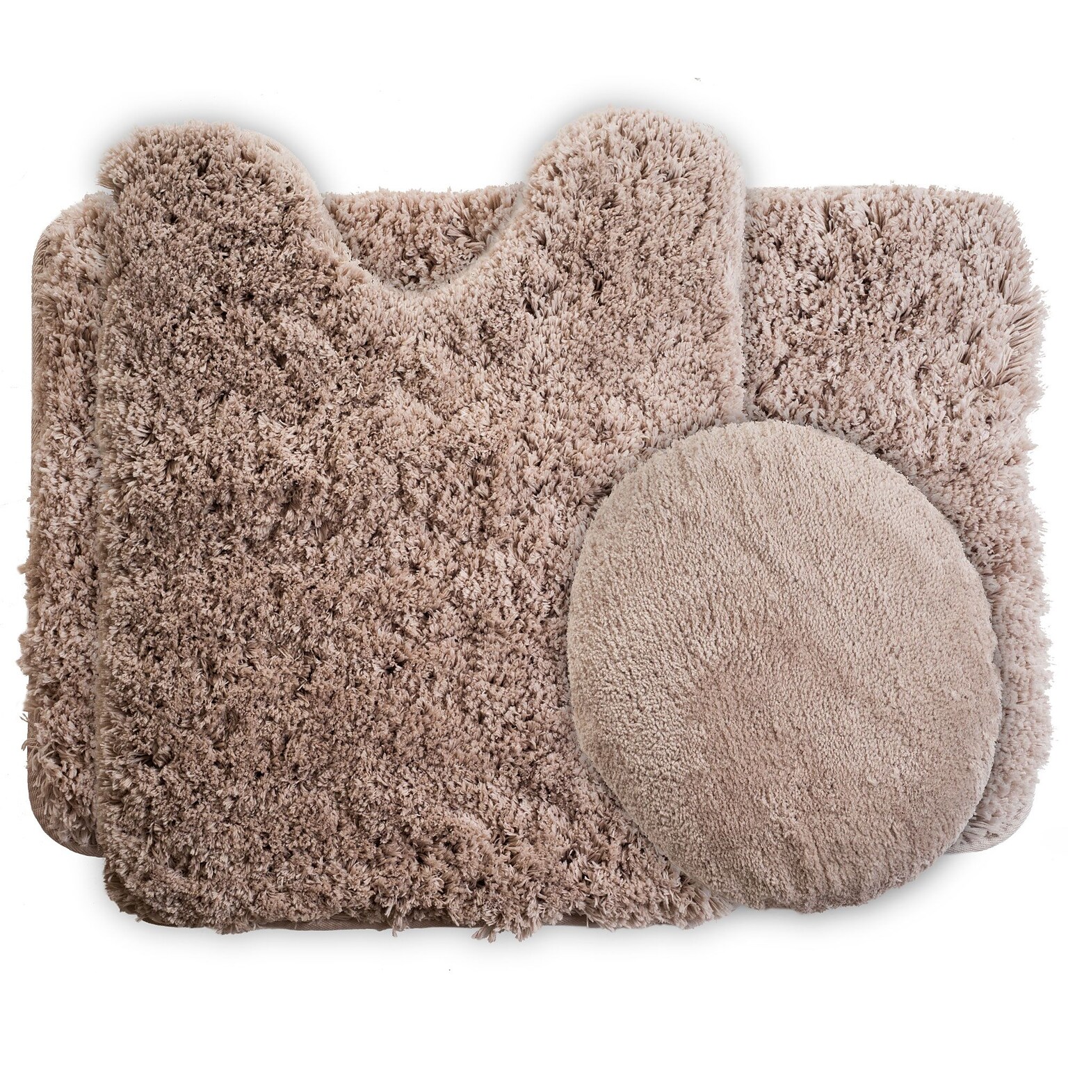 Lavish Home Bath Mat Rug Set; Polyester Fabric 24 x 19.5 Taupe