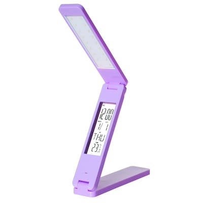 Lavish Home 12 x 1.6 Plastic Lamp Book Light Clock Calendar Alarm, Plum