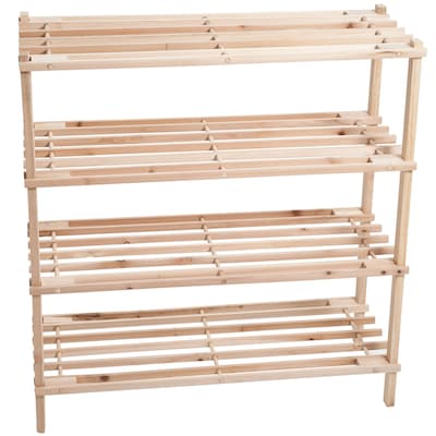 Lavish Home 26.25 x 25 Pine Wood Shoe Rack