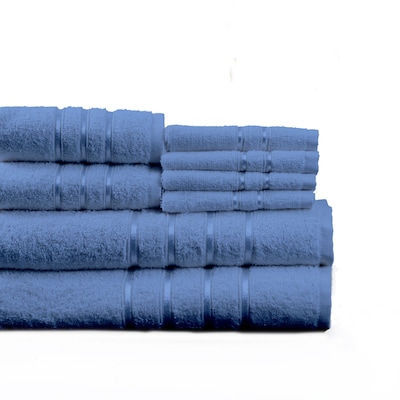 Lavish Home Cotton Plush Bath Towel Set; Blue