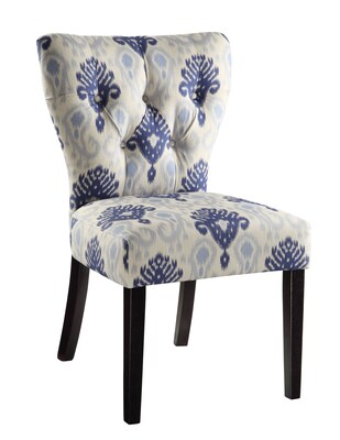 Ave Six Andrew Solid Wood & Fabric Chair, Medallion Ikat Blue