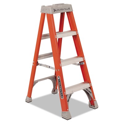 Louisville Fiberglass Heavy Duty Step Ladder, 50, Orange, 3 Steps