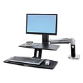 Ergotron® 1/4 x 22 WorkFit-A Sit-Stand Workstation With Suspended Keyboard, Polished Aluminum