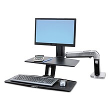 Ergotron 1/4 x 22 WorkFit-A Sit-Stand Workstation With Suspended Keyboard, Polished Aluminum