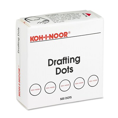 Koh-I-Noor Adhesive Drafting Dots w/Dispenser, 7/8in dia, White, 500/Roll