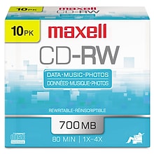 Maxell 630011 4x CD-RW, Silver, 10/Pack
