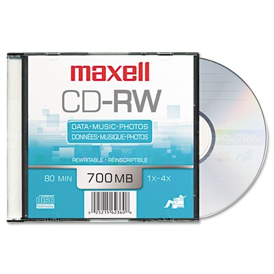 Maxell 630011 4x CD-RW, Silver, 10/Pack