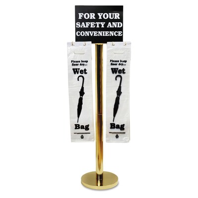 Tatco Wet Umbrella Bag Stand, 16w x 12d x 54-1/2h, Brass-Plated Metal