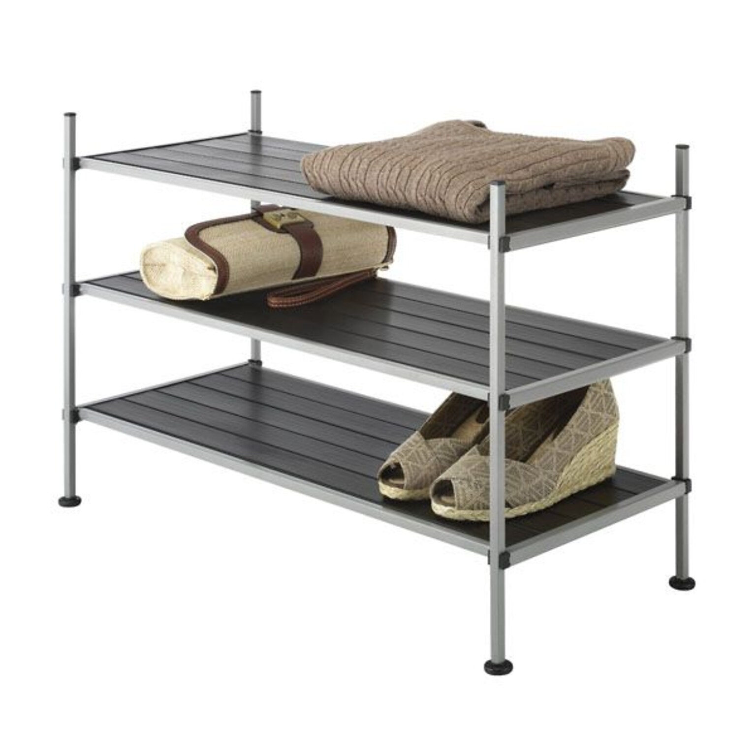 Whitmor 3-Tier Fabric Storage Shelves, Silver/Black (67794579)