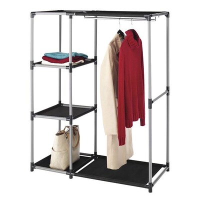 Whitmor Spacemaker Garment Rack and Shelves, Black