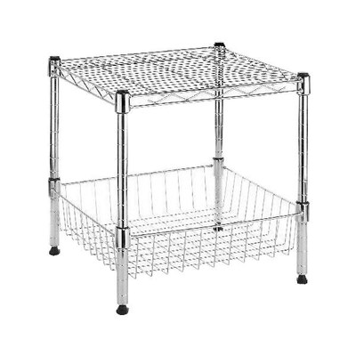 Whitmor Supreme Stacking Shelf With Basket, Chrome