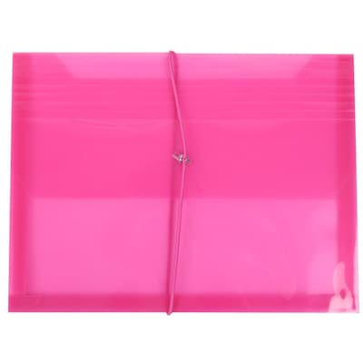 JAM Paper® Plastic Envelopes with 2 5/8 Expansion, Elastic Closure, Letter Booklet, 9.75x13, Fuchsia