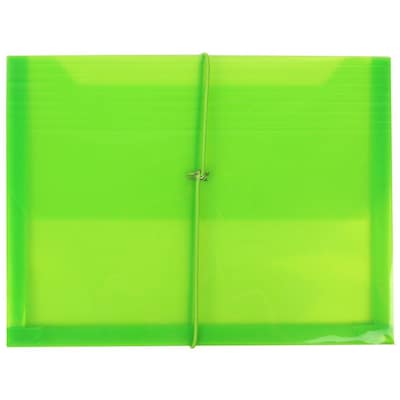 JAM Paper® Plastic Envelope with Elastic Band, 9.75 x 13 with 2.625 Inch Expansion, Lime Green, Sold