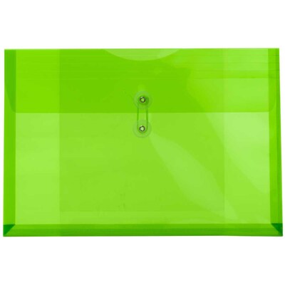 JAM Paper® Plastic Envelopes with Button and String Tie Closure, Legal Booklet, 9.75 x 14.5, Lime Green Poly, 12/pk (219B1LIGR)