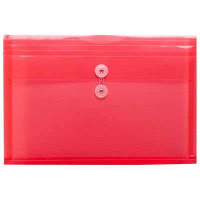 JAM Paper® Plastic Envelopes with Button and String Tie Closure, Legal Booklet, 9.75 x 14.5, Red Poly, 12/pack (219B1RE)