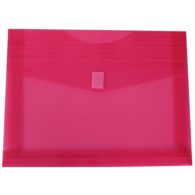 JAM Paper® Plastic Envelopes with Hook & Loop Closure, 2 Exp, Letter Booklet, 9.75 x 13, Fuchsia