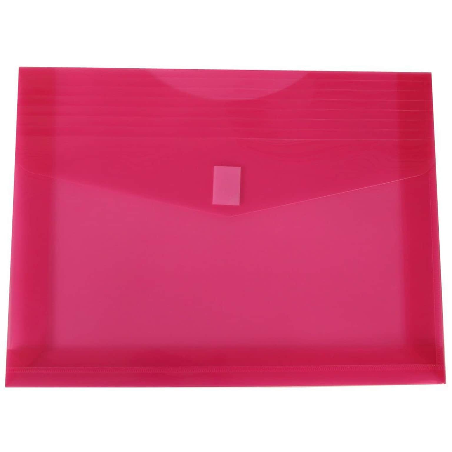JAM Paper® Plastic Envelopes with Hook & Loop Closure, 2 Exp, Letter Booklet, 9.75 x 13, Fuchsia Pink Poly, 12/pack (218V2FU)