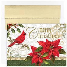 JAM Paper® Christmas Holiday Cards Set, Peace and Joy Merry Christmas Cardinal, 16/pack (526859900)