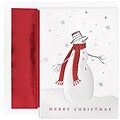 JAM Paper® Christmas Holiday Cards Set, Peace and Joy Cozy Snowman, 16/pack (526839200)