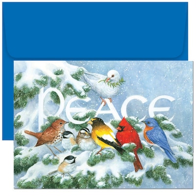 JAM Paper® Christmas Holiday Cards Set, Home for the Holidays Birds on Branch, 18/pack (526796600)