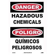 Danger, Hazardous Chemicals, Bilingual, 14X10, Adhesive Glo Vinyl