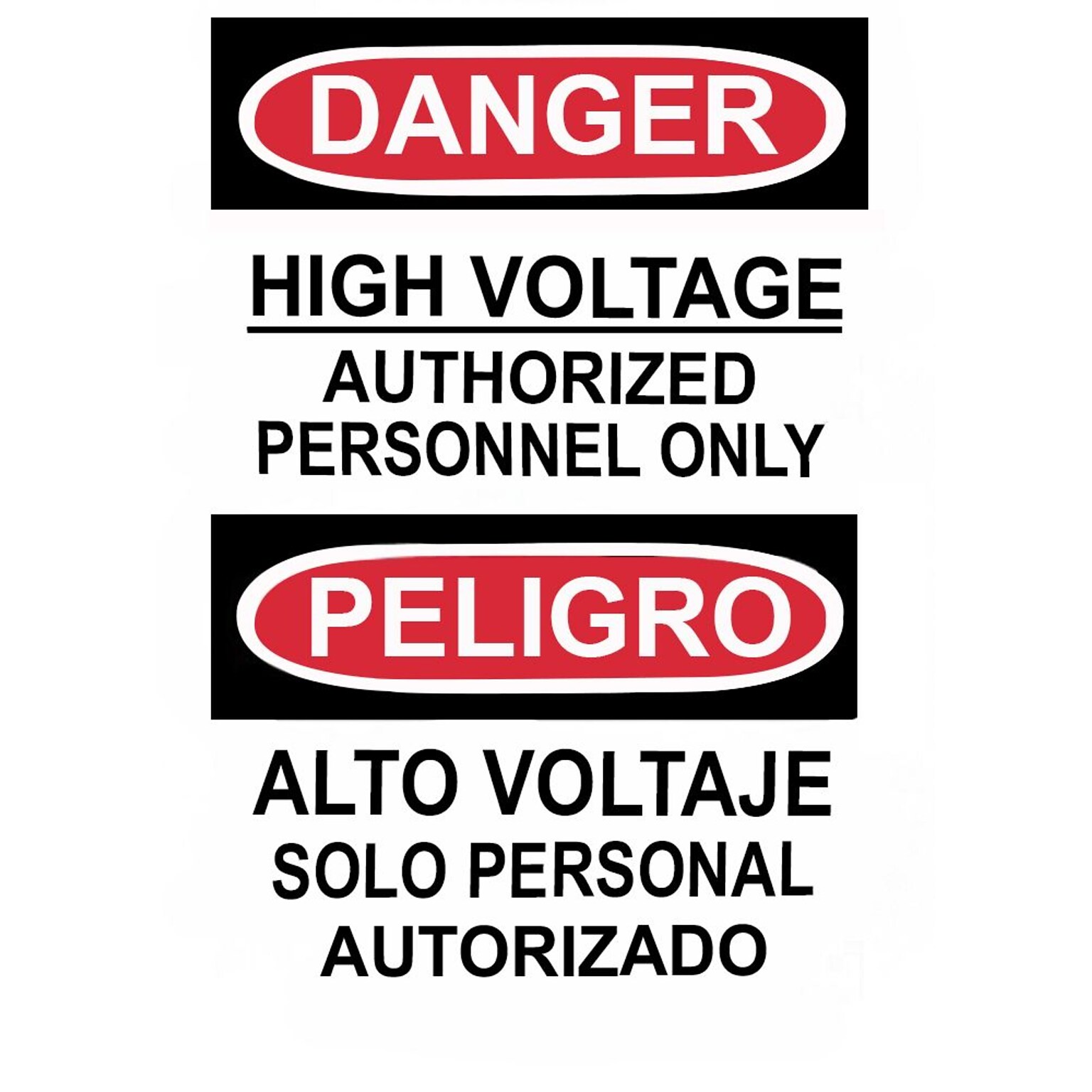 Danger, High Voltage Authorized Personnel Only, Bilingual, 14X10, Adhesive Glo Vinyl