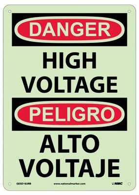 Danger, High Voltage, Bilingual, 14X10, Adhesive Glo Vinyl