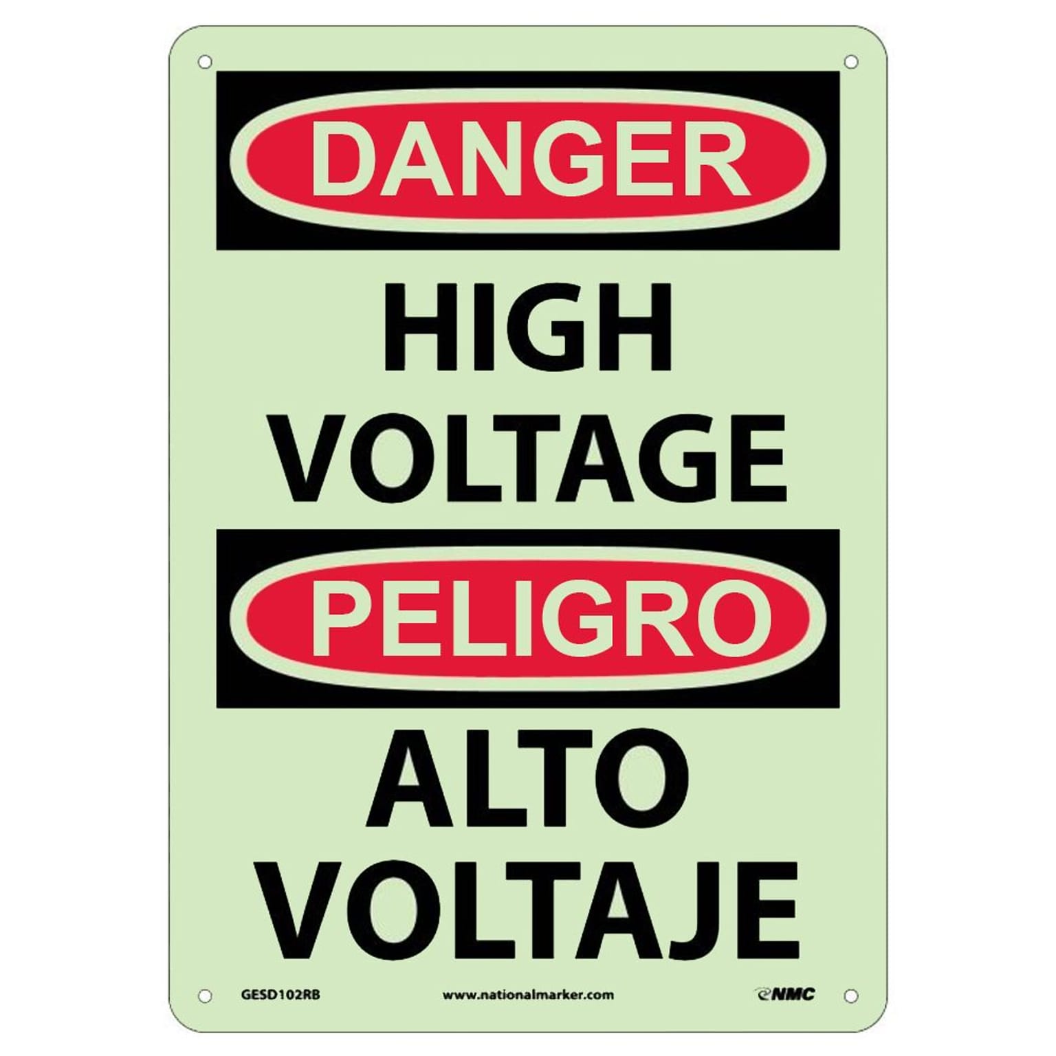 Danger, High Voltage, Bilingual, 14X10, Adhesive Glo Vinyl