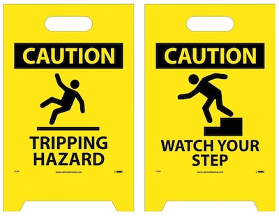 Floor Sign, Dbl Side, Caution Tripping Hazard Caution Watch Your Step, 20X12