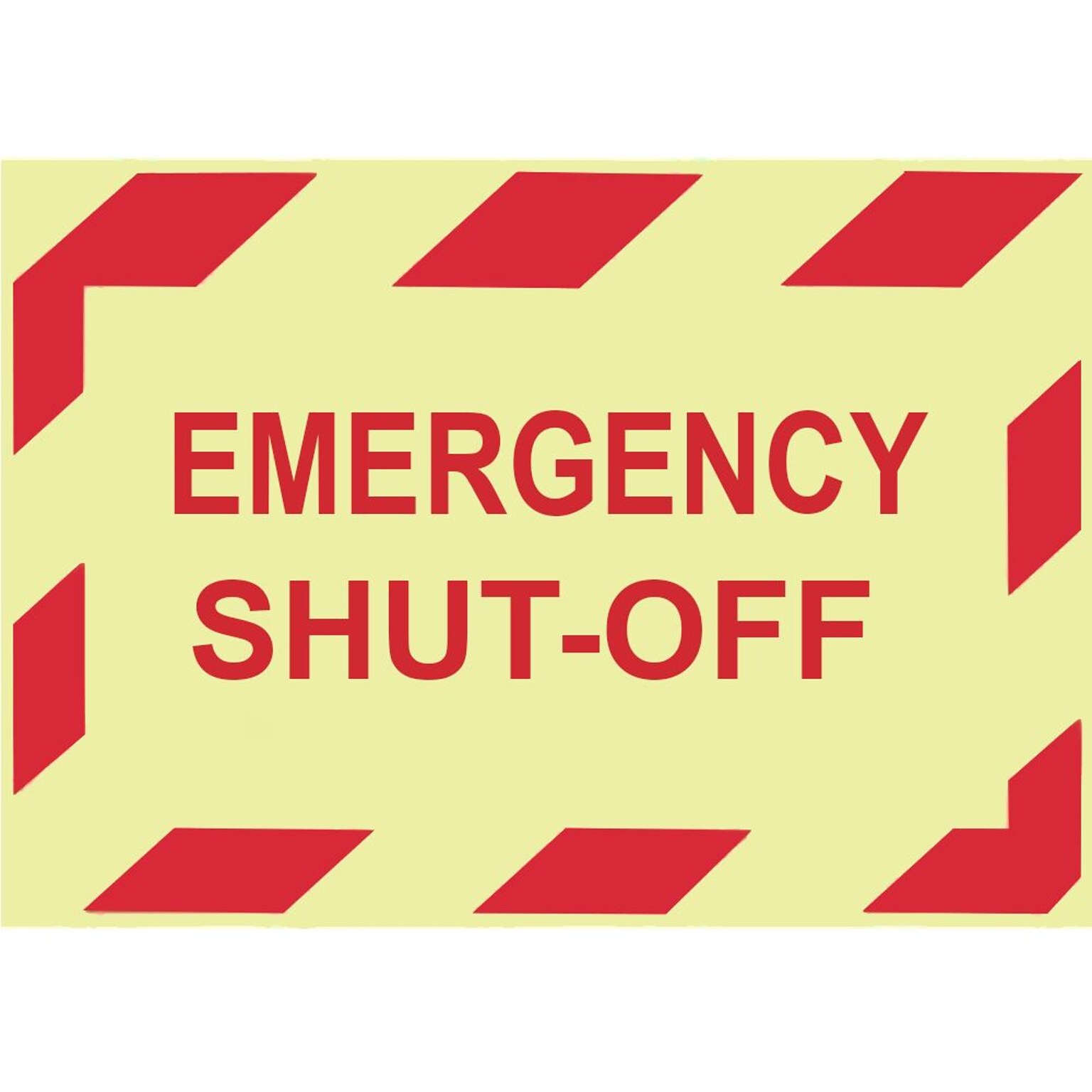 Glow Labels-Emergency Shut-Off, 3X5, Adhesive Vinylglow, 5/Pk