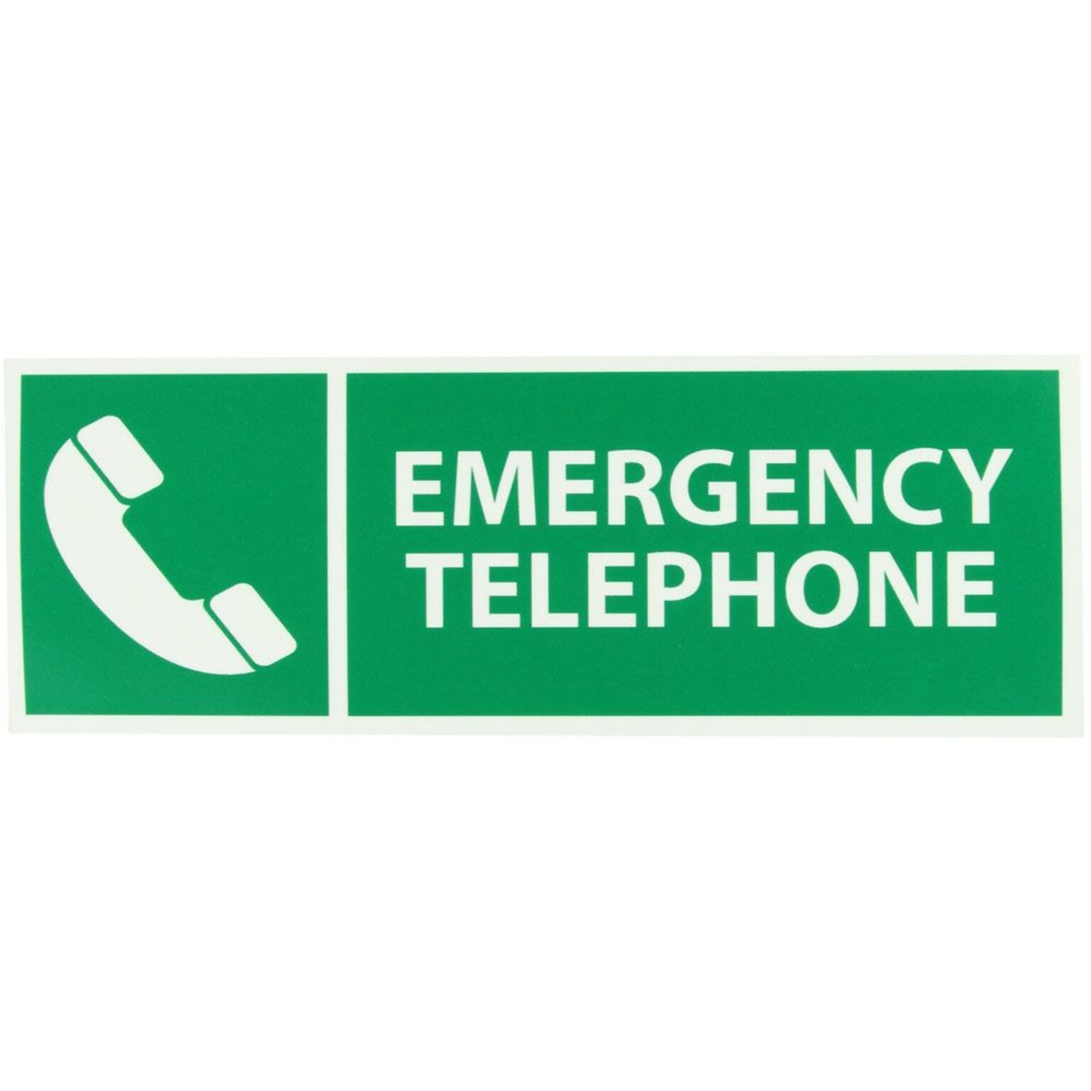 National Marker Emergency Telephone Adhesive Label, 5 x 14, Green/White (GL306P)