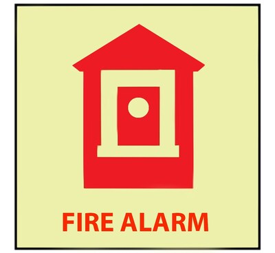 Fire, Fire Alarm, 7X7, Adhesive Vinylglow (GL148P)