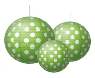 Teacher Created Resources Round Paper Lantern, Lime Polka Dots (TCR77102)