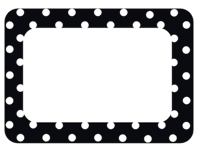 Teacher Created Resources Name Tags/Label, Black Polka Dots 2, All Grades (TCR5538)