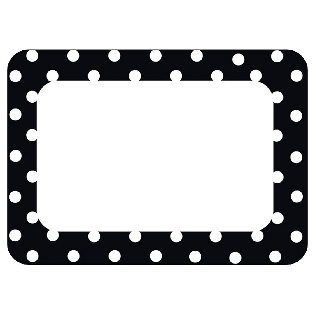 Teacher Created Resources Name s Label Black Polka Dots 2 All Grades Tcr5538 Quill Com