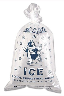 Inteplast Group IC1221 Ice Bag, 21(H) x 12(W), Clear/Blue