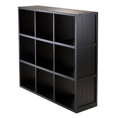 Winsome 20040 3 x 3 Cube Shelf with Wainscoting Panel, Black