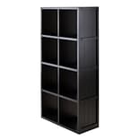Winsome 20053 4 x 2 Cube Shelf with Wainscoting Panel, Black