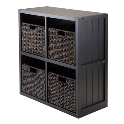 Winsome 20425 2 x 2 Cube Shelf with Wainscoting Panel, Black