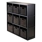 Winsome 20840 3 x 3 Cube Shelf with Wainscoting Panel, Black