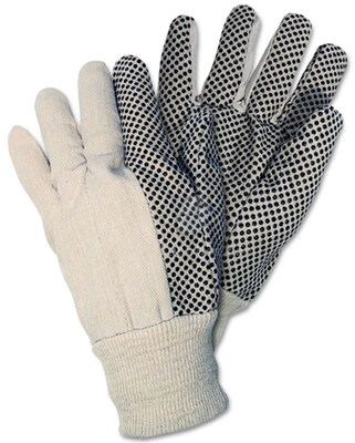 Memphis Gloves® General-Purpose Canvas Gloves, Safety Dotted, White, 12/Box