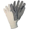 Memphis Gloves® General-Purpose Canvas Gloves, Safety Dotted, White, 12/Box