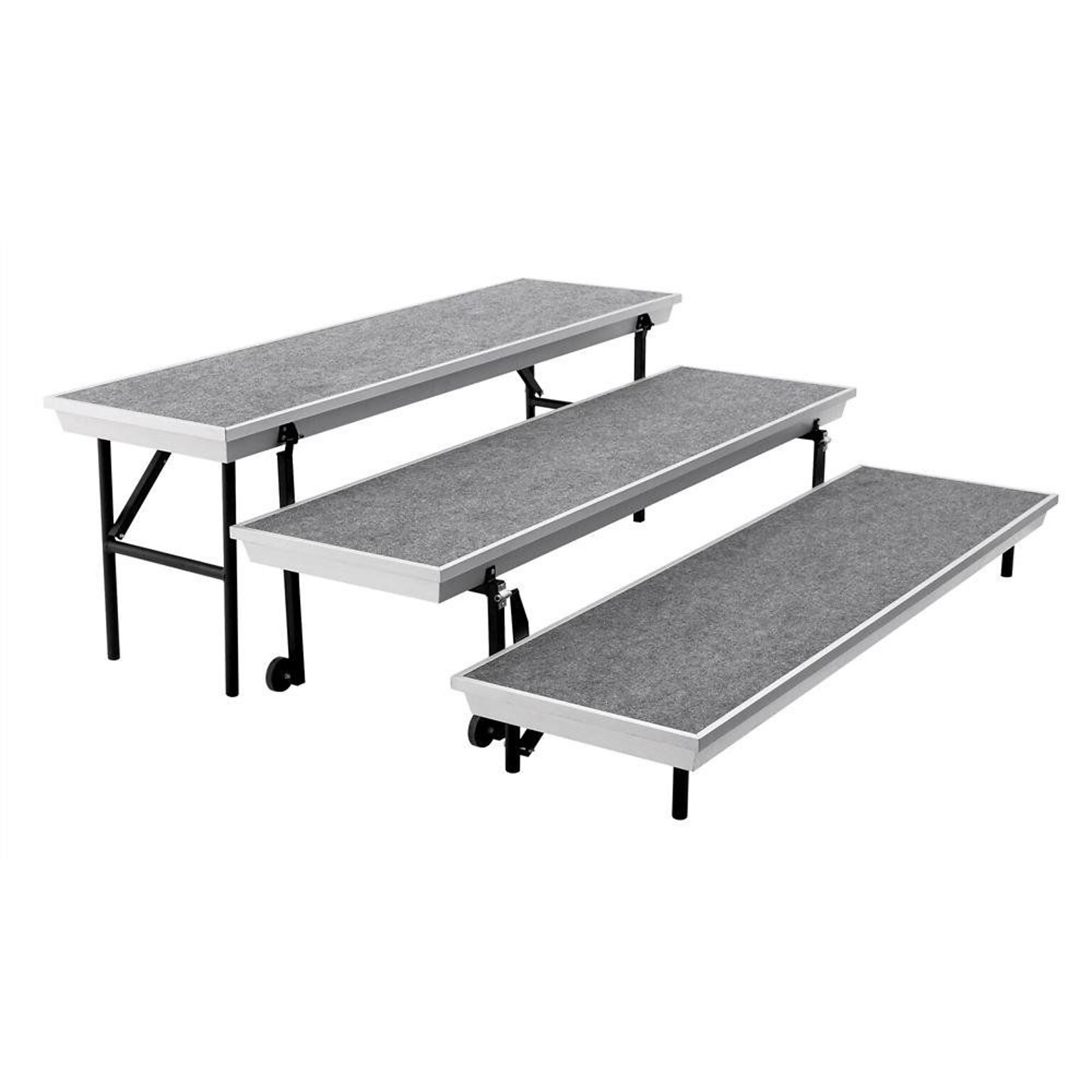 NPS Transport 3-Level Straight Choral Riser, 18 x 72, Grey Carpet (TP72)