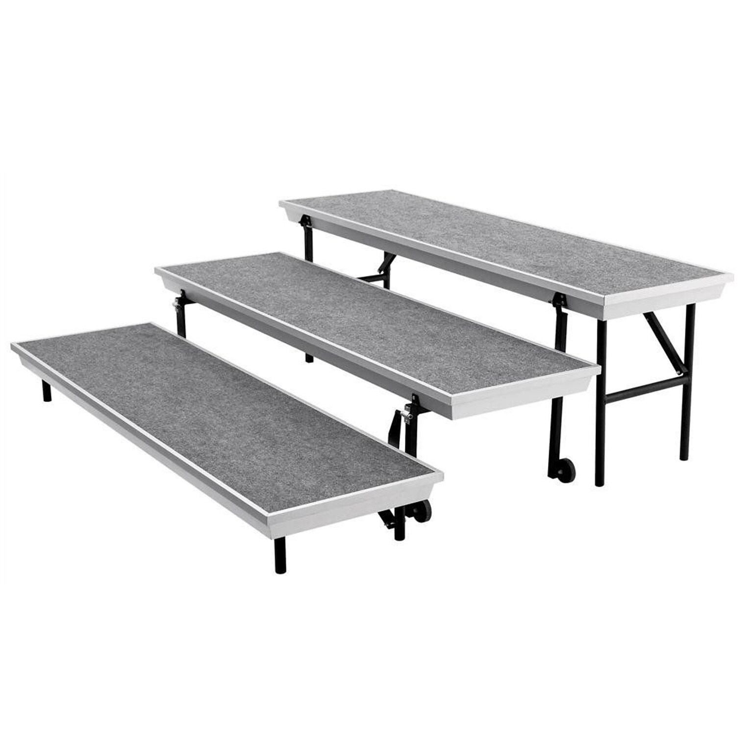NPS Transport 3-Level Tapered Choral Riser, Grey Carpet (TPR72)